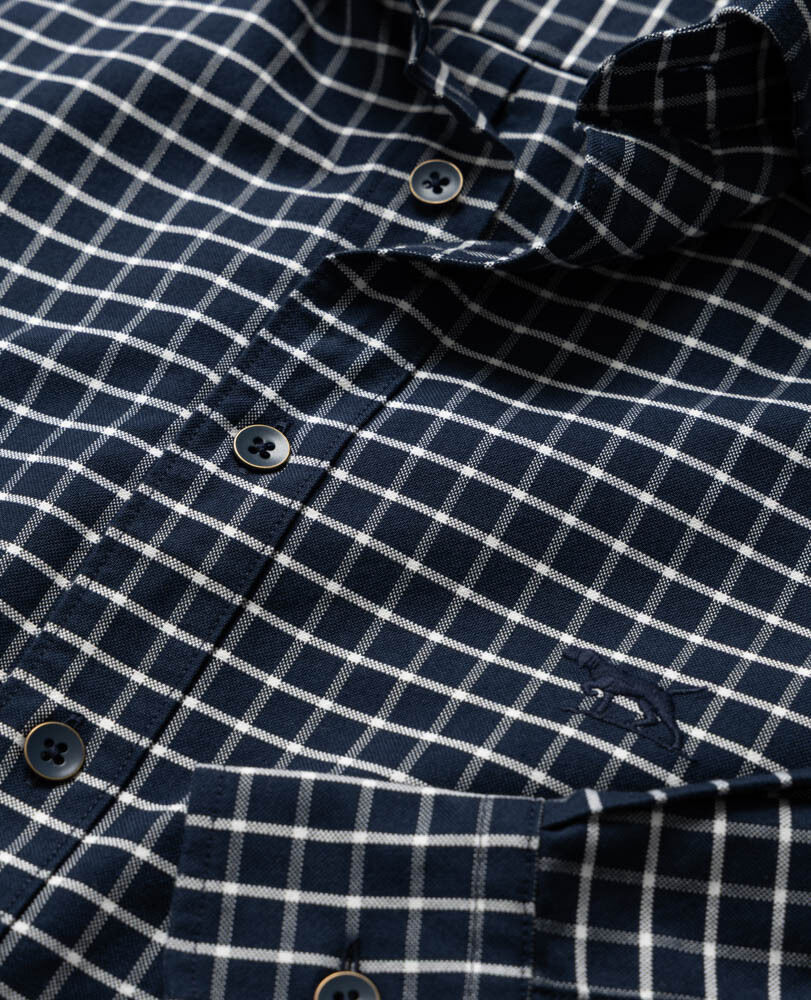 Gunn Check Oxford 3 Sports Fit Shirt, MIDNIGHT, Detail 2
