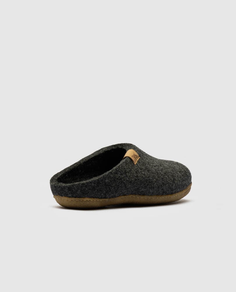 Wanaka Wool Slipper, CHARCOAL, Back