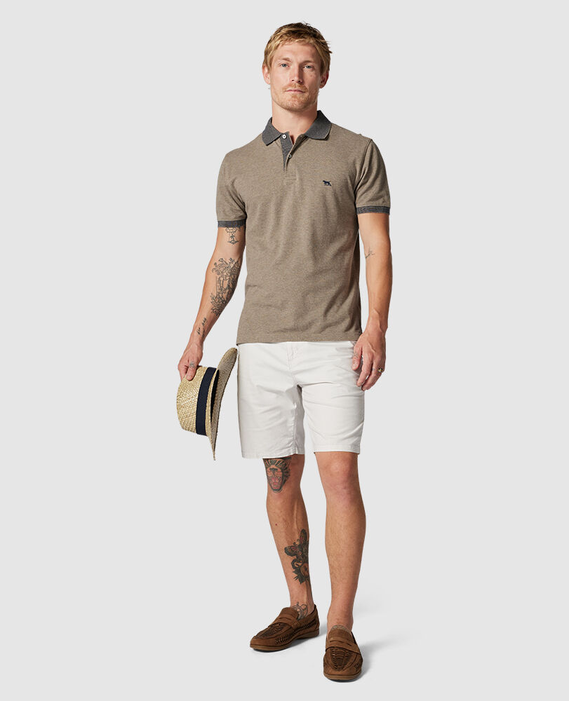 New Haven Sports Fit Polo, LATTE, Off Front