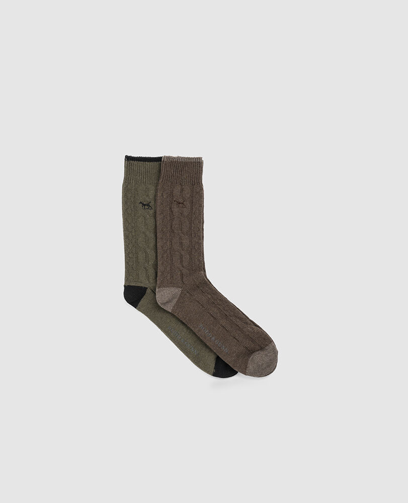 Dunedin Cable Sock 2 Pack, EARTH/ OLIVE, Back