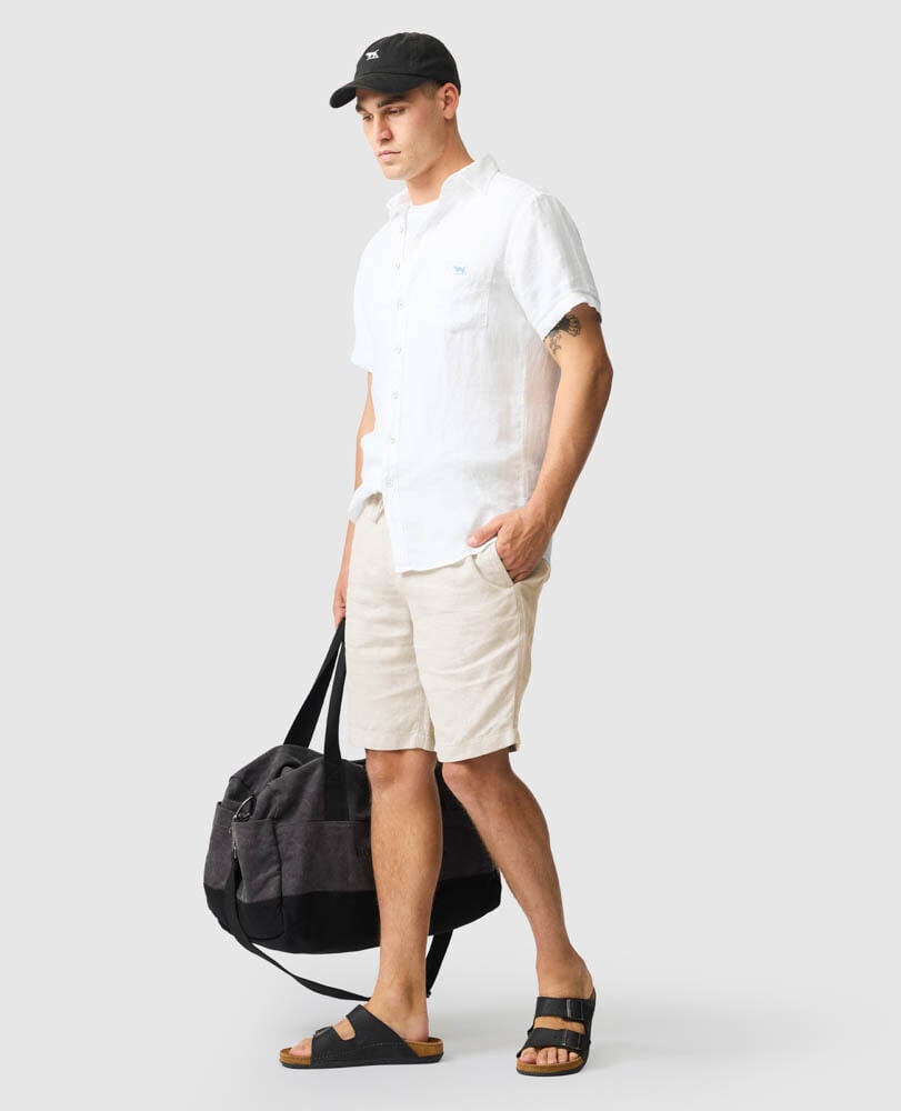 Linen 9" Resort Short, OATMEAL, Off Front