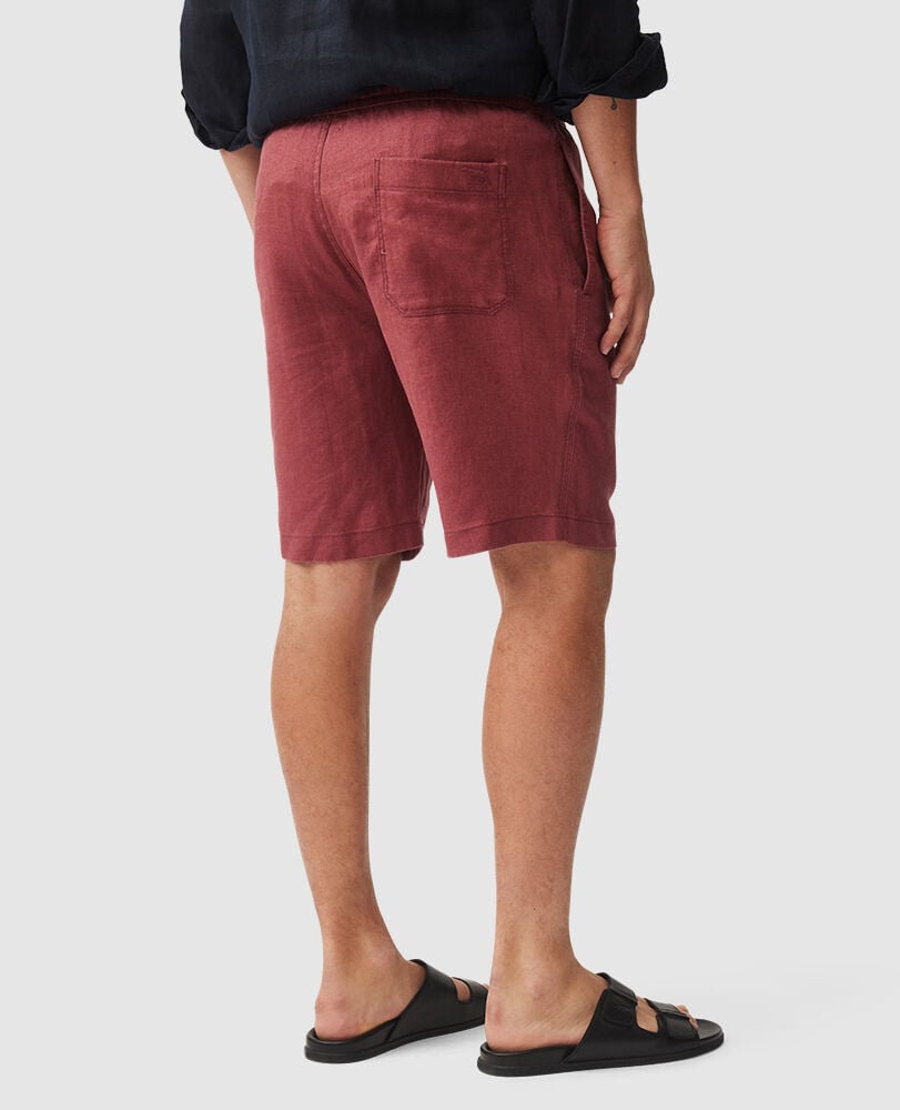 Linen 9" Resort Short, BERRY, Back