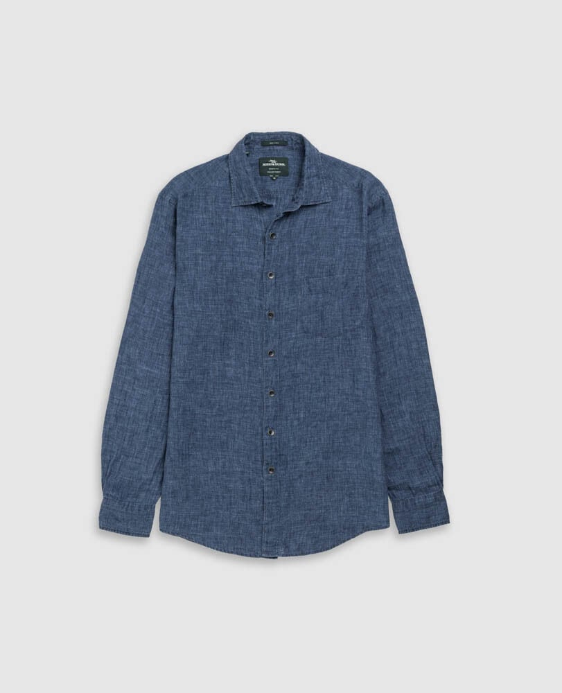 Coromandel Sports Fit Shirt, MARINE, Flat Lay