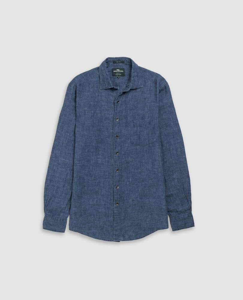 Chemise slim en lin Coromandel, MARINE, Flat Lay