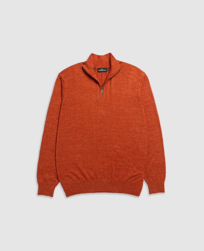 Fortrose 1/4 Zip Knit, BRICK, Flat Lay