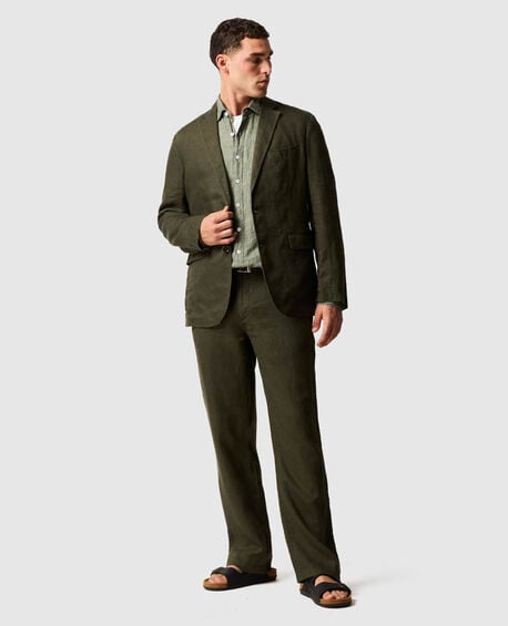 Resort Linen Jacket, DARK OLIVE