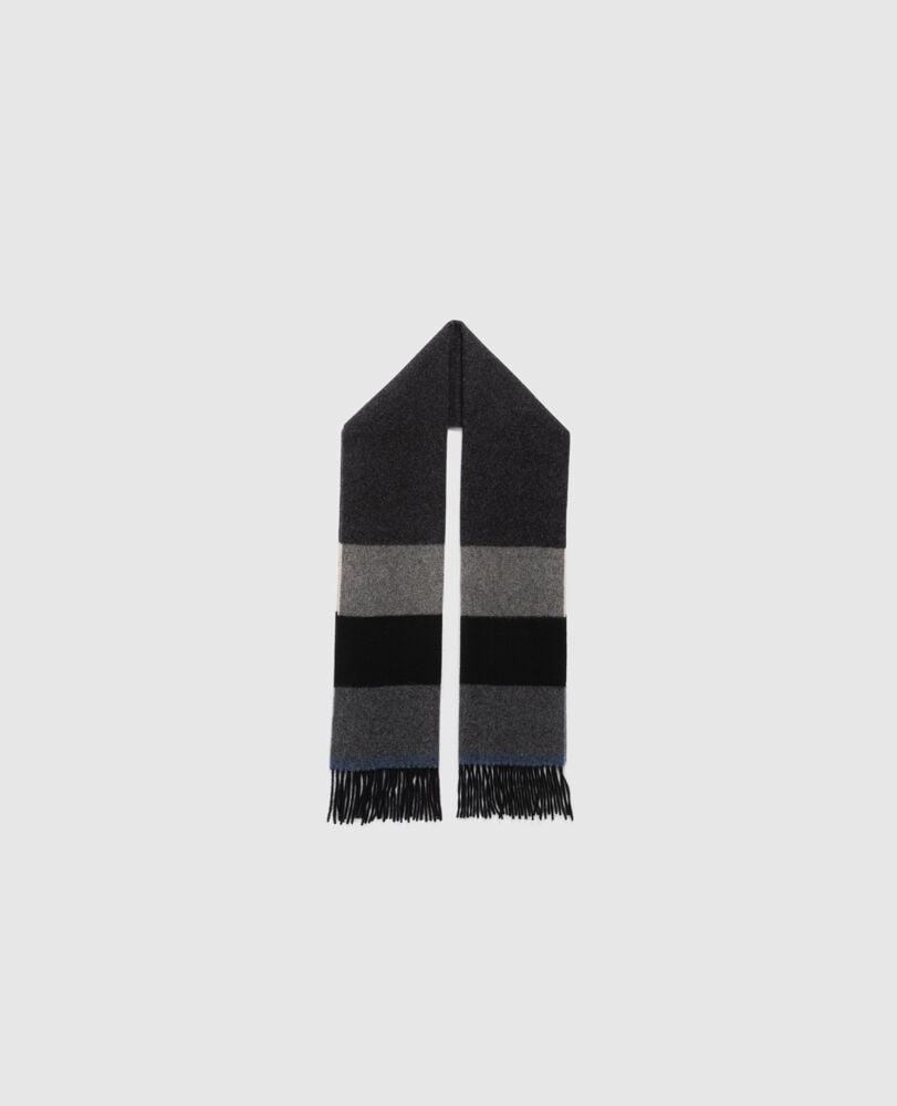 Frankton Stripe Scarf, NERO, Off Front