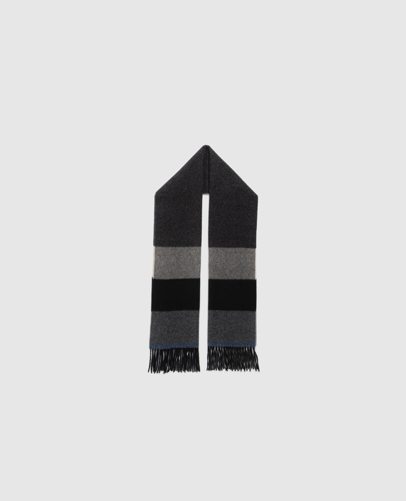 Frankton Stripe Scarf, NERO, Off Front