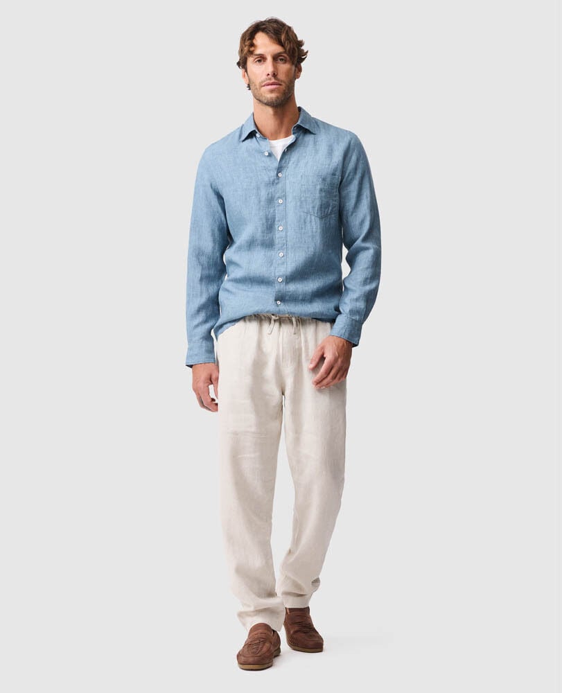 Chemise slim en lin Coromandel, SEA STONE, Off Front