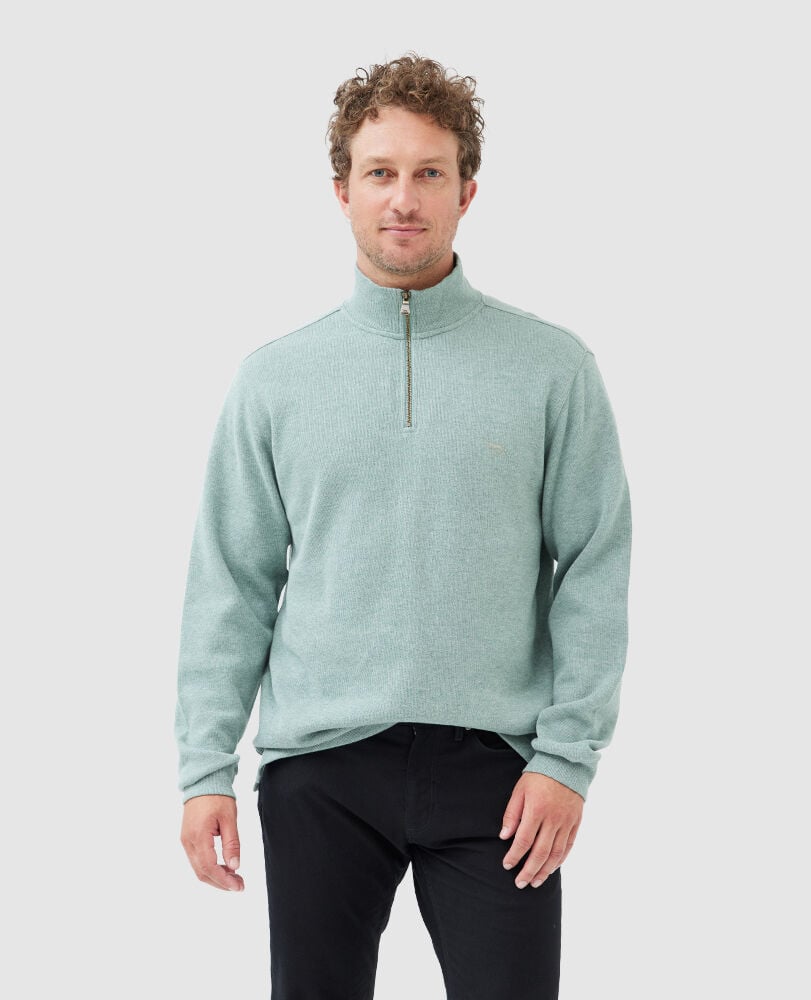 Alton Ave 1/4 Zip Sweat, SAGE, Front