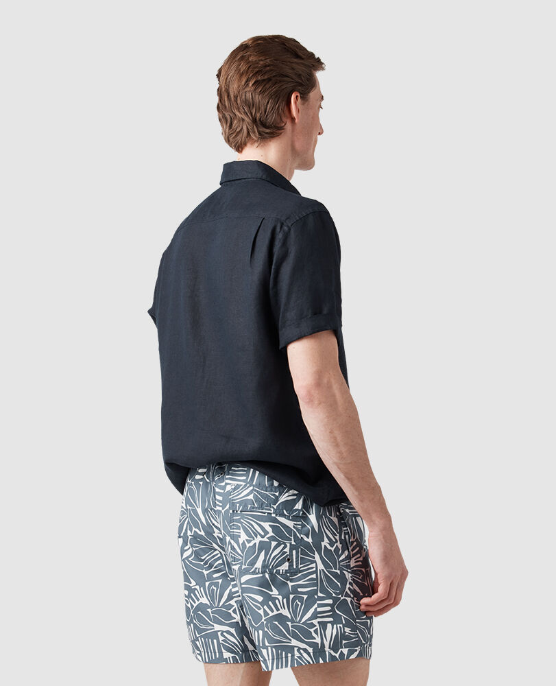 Chemise droite en lin Waiheke, BLEU NUIT, Back