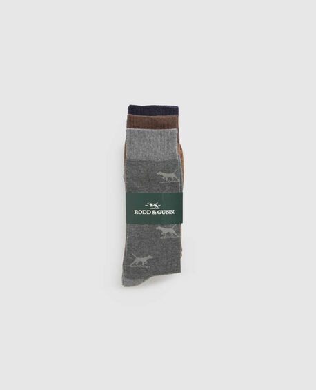 Dogs-A-Plenty Three Pack Socks, WASHED MULTI