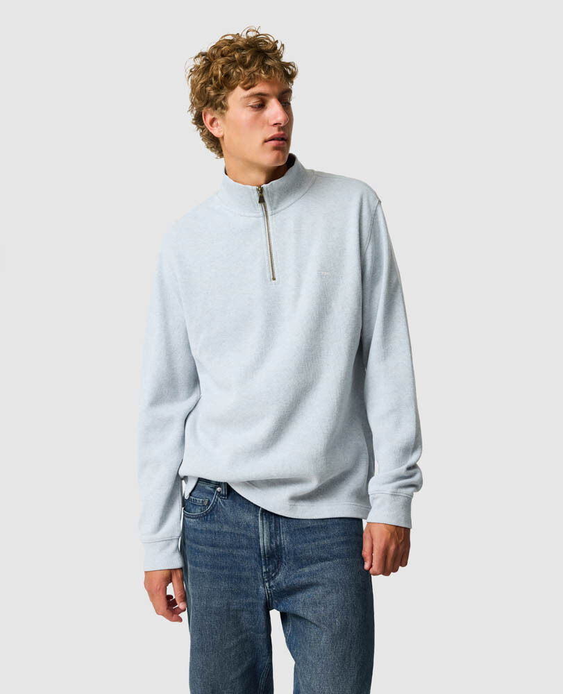 Sweatshirt col 1/4 zip alton ave, GLACE, Front