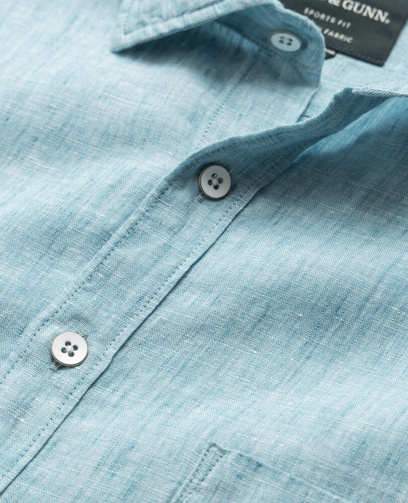 Chemise slim en lin Coromandel, BLEU SARCELLE DÉLAVÉ, Detail 2