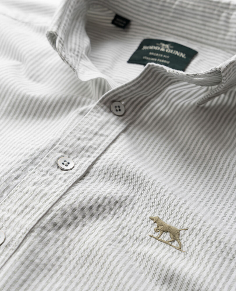 Chemise slim en coton oxford rayures Gunn, KAKI, Detail 2