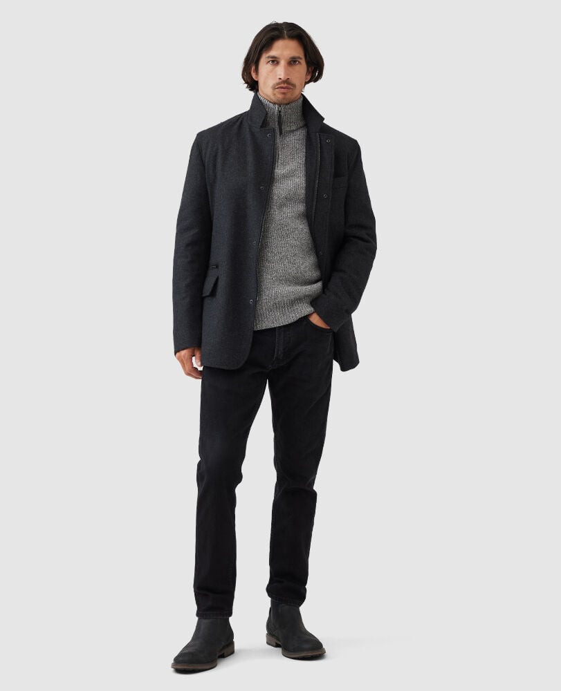 Hira Slim Fit Italian Denim, COAL, Off Front