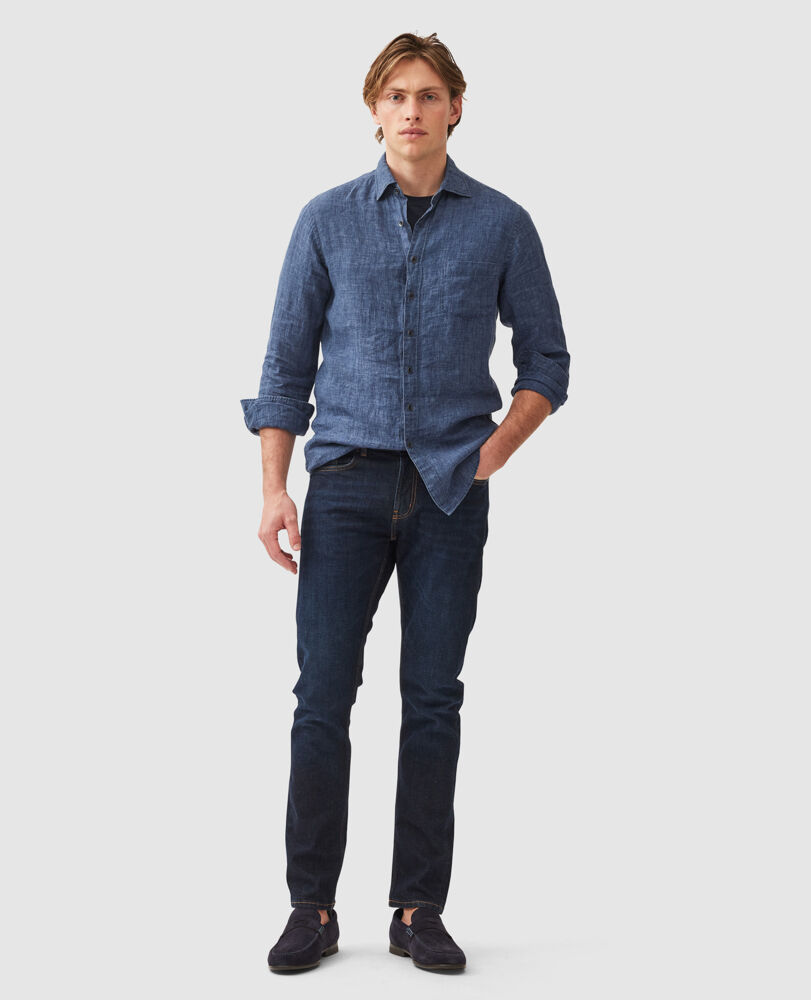 Coromandel Sports Fit Shirt, MARINE, Off Front