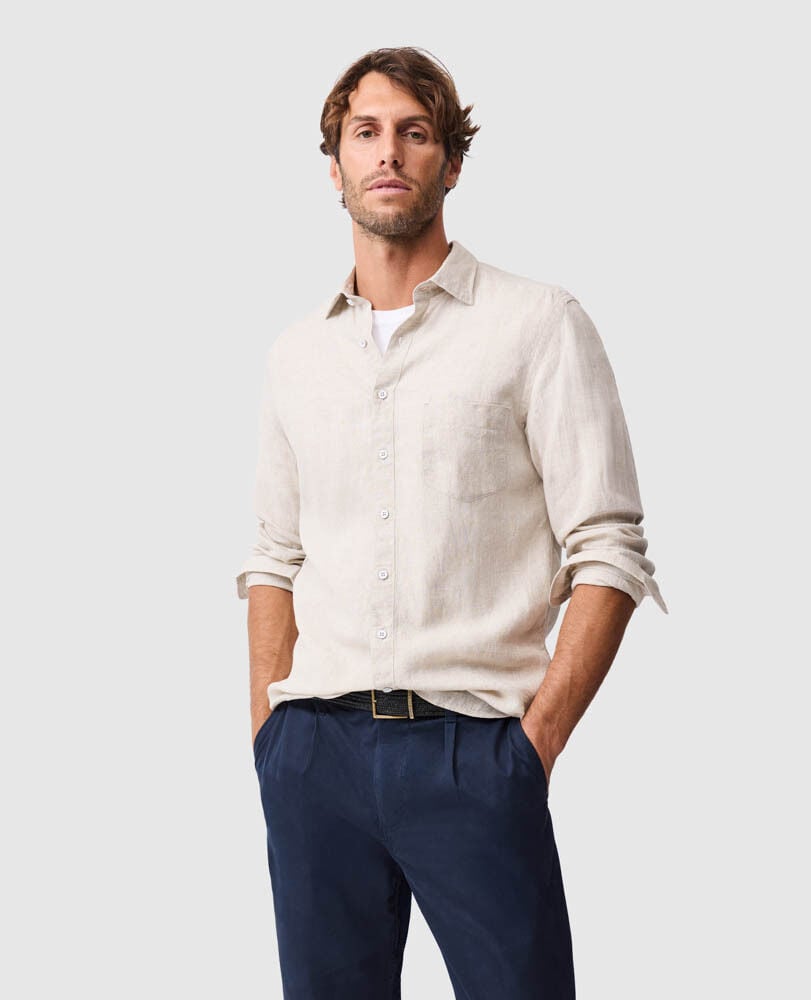 Coromandel Sports Fit Shirt, OATMEAL, Front