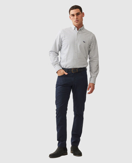Chemise coupe sportive en coton oxford 3&nbsp;&agrave; carreaux Gunn, MARINE