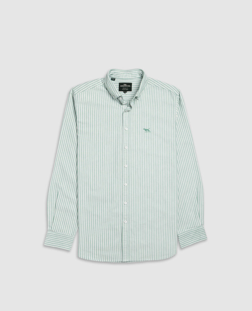 Gunn Oxford Stripe 4 Of Shirt, LAWN, Flat Lay