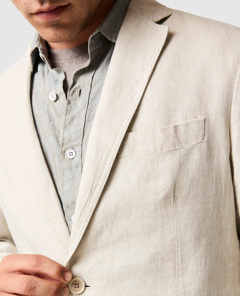 Resort Linen Jacket, OATMEAL, Flat Lay