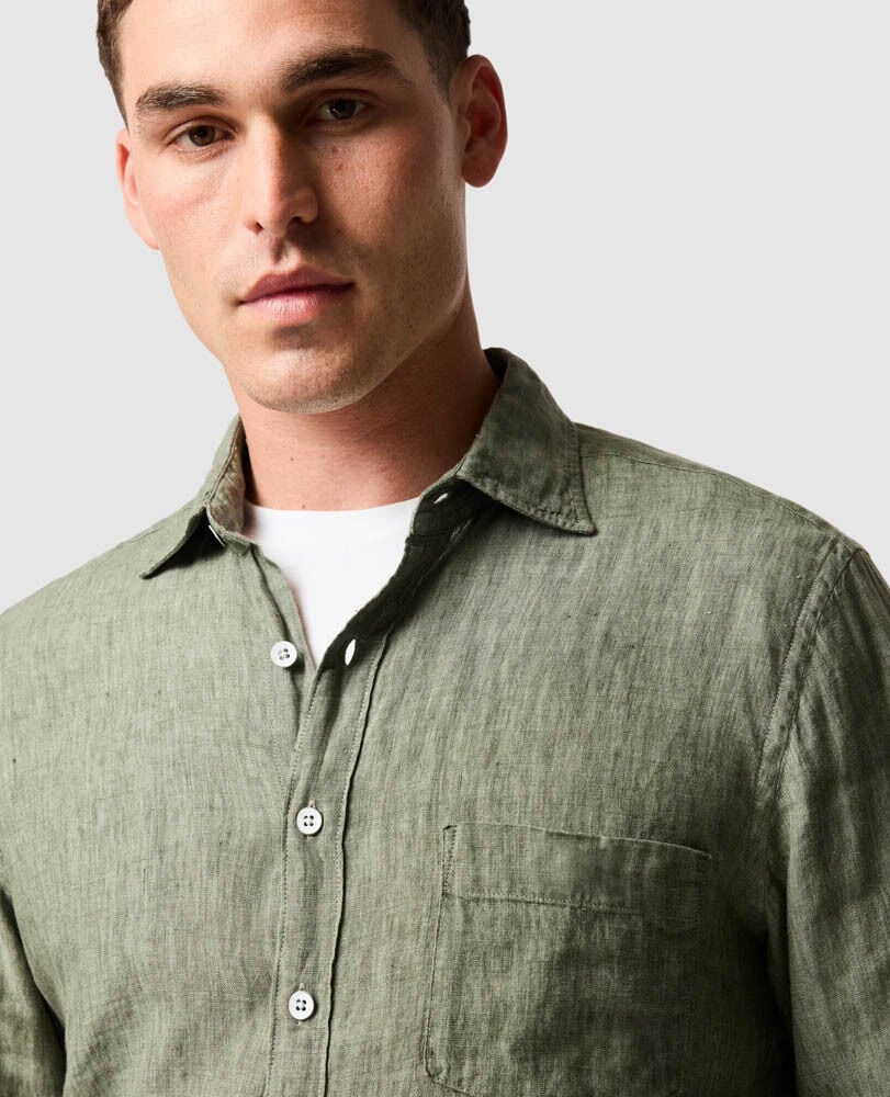 Chemise slim en lin Coromandel, ALGUE, Detail 3