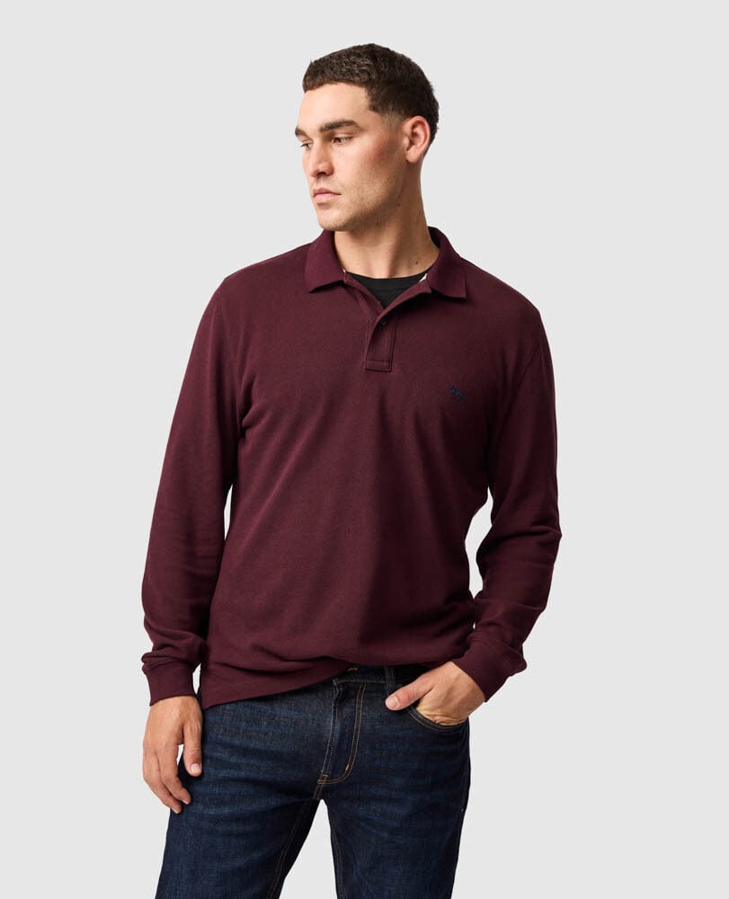Long Sleeve Sports Fit Gunn Polo, BLACK FIG, Front
