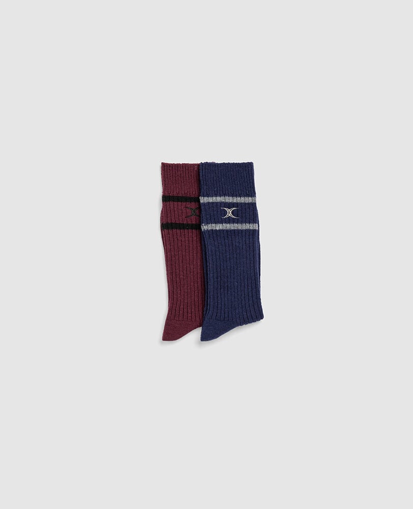 Line Out Sock Two Pack, NAVY/BURGUNDY, Front