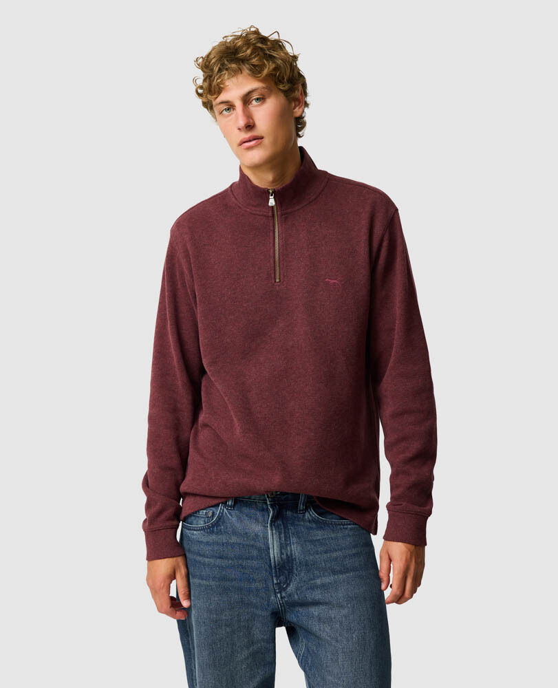 Sweatshirt col 1/4 zip alton ave, ROUILLE, Front