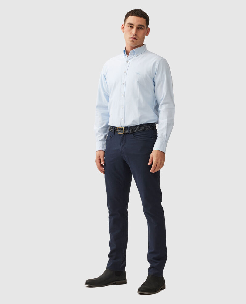 Gunn Oxford Sports Fit Shirt, POWDER BLUE, Off Front