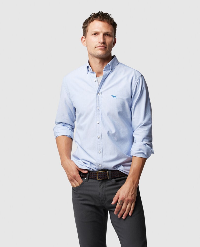 Chemise slim en coton oxford Gunn, CIEL, Front