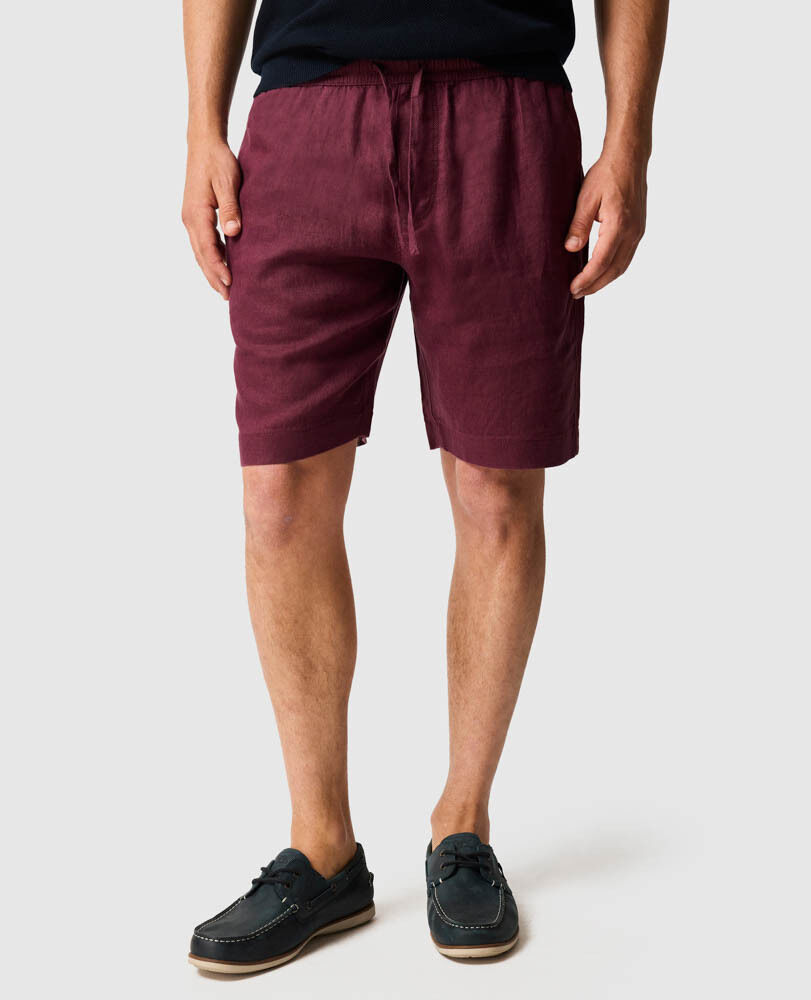 Linen 9" Resort Short, OXBLOOD, Front