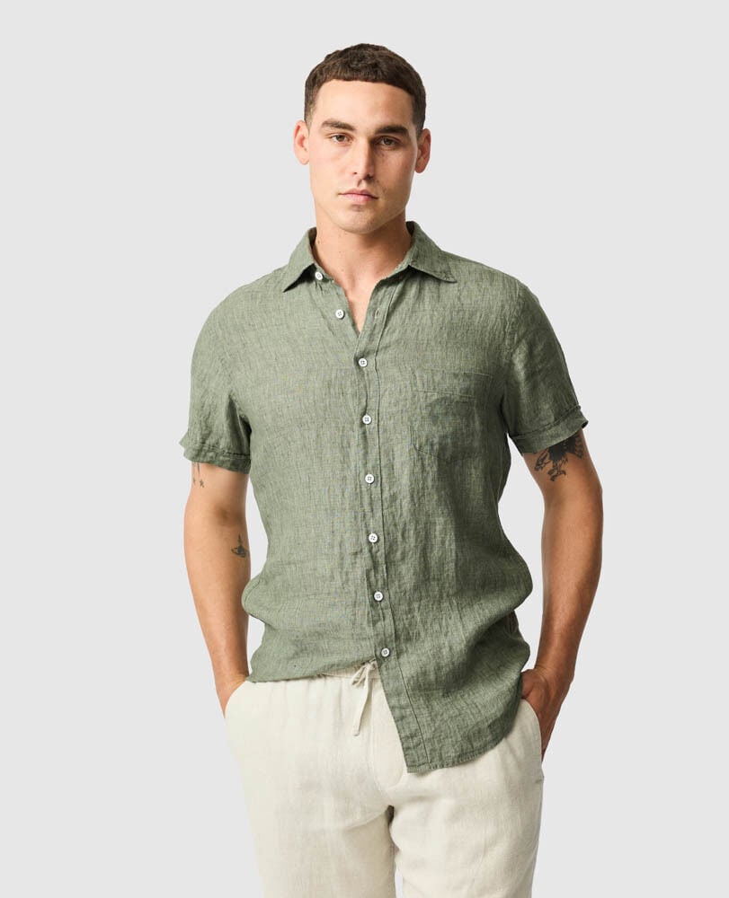 Palm Beach Sports Fit Shirt, KELP, Front