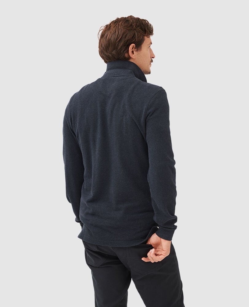 Long Sleeve Sports Fit Gunn Polo, NAVY, Back