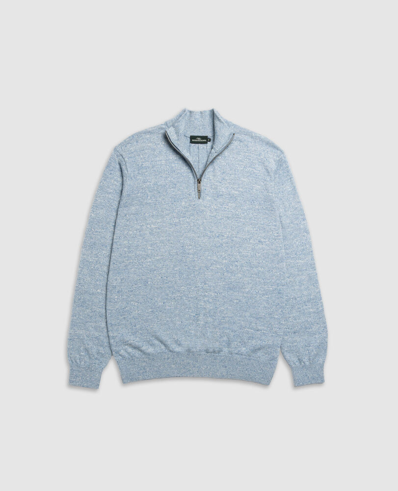 Fortrose 1/4 Zip Knit, OCEAN, Flat Lay
