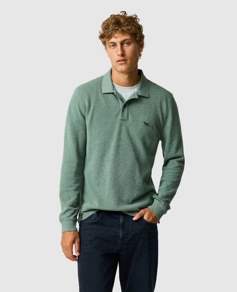 Long Sleeve Sports Fit Gunn Polo, FERN, Front