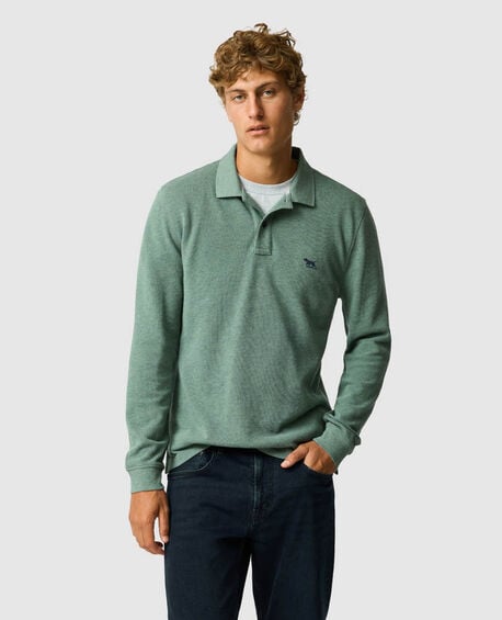 Long Sleeve Sports Fit Gunn Polo, FERN