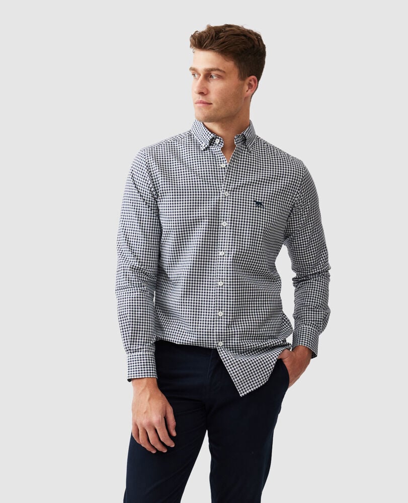 Gunn Check Oxford Sports Fit Shirt, INK, Front
