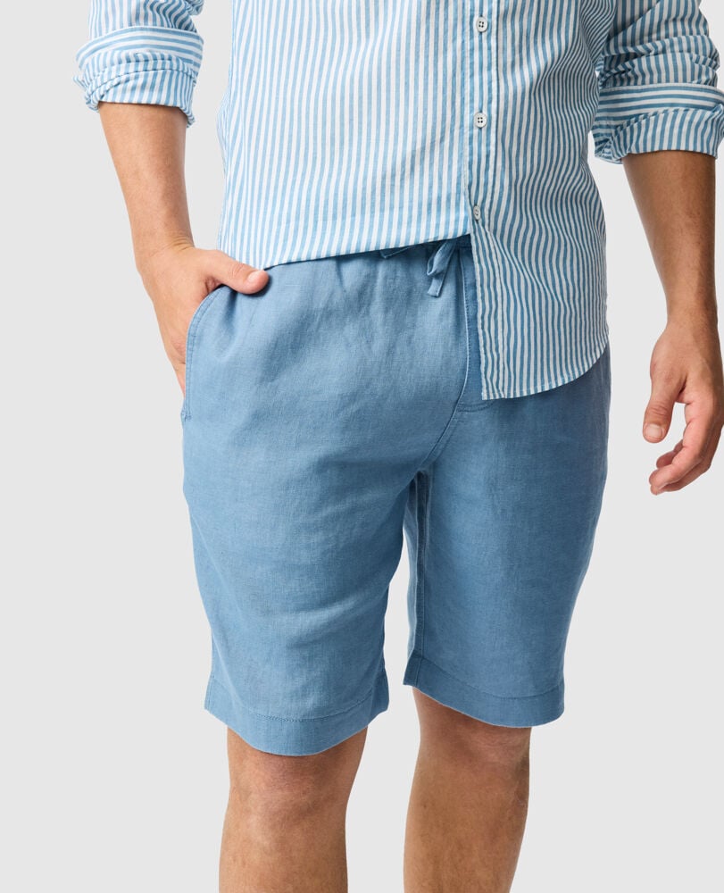 Linen 9" Resort Short, TEAL, Detail 3