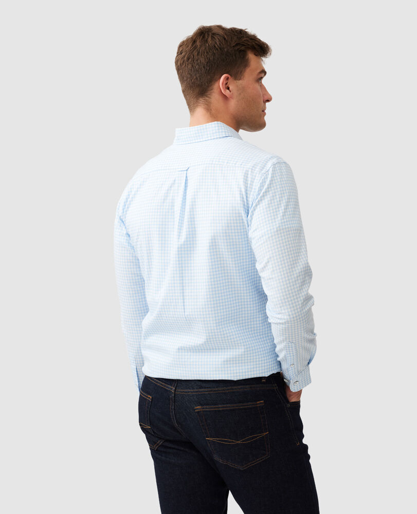 Oxford Bayshore Gingham Sports Fit Shirt, MALIBU, Back