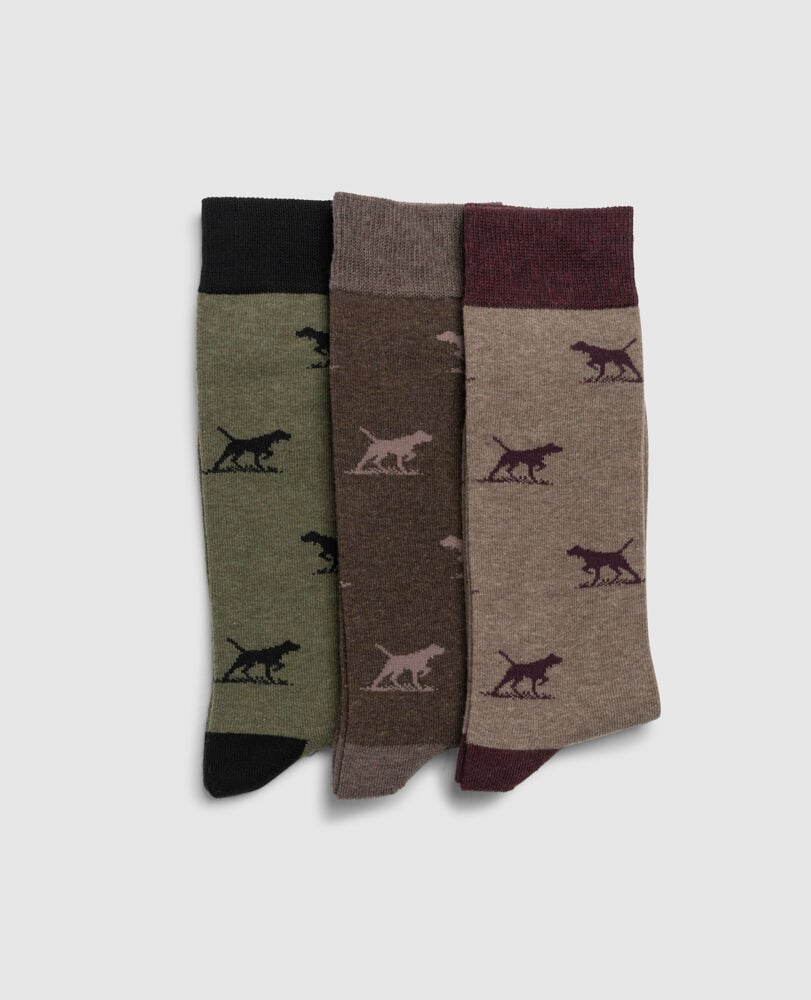 Dogs-A-Plenty Three Pack Socks, EARTH MULTI, Front