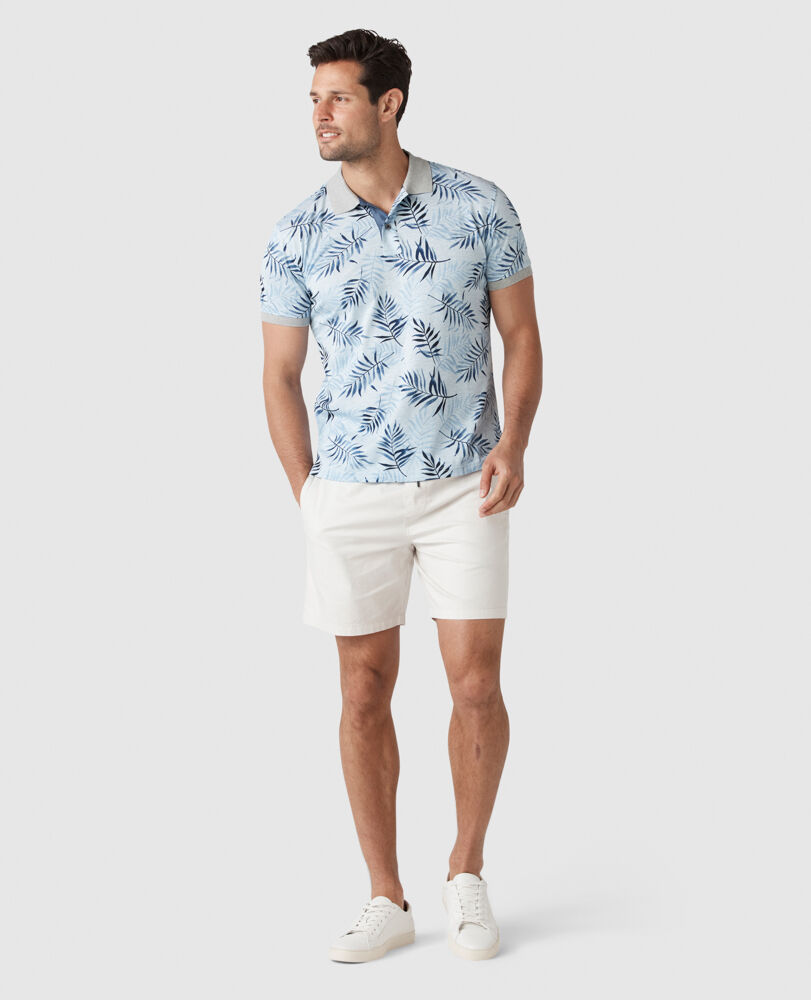 Bedivere Falls Sports Fit Polo, SKY, Off Front