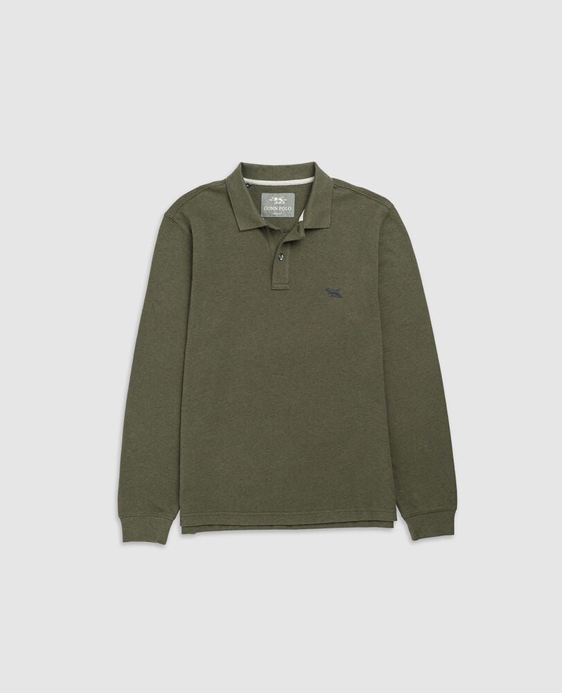 Long Sleeve Sports Fit Gunn Polo, ARMY, Flat Lay