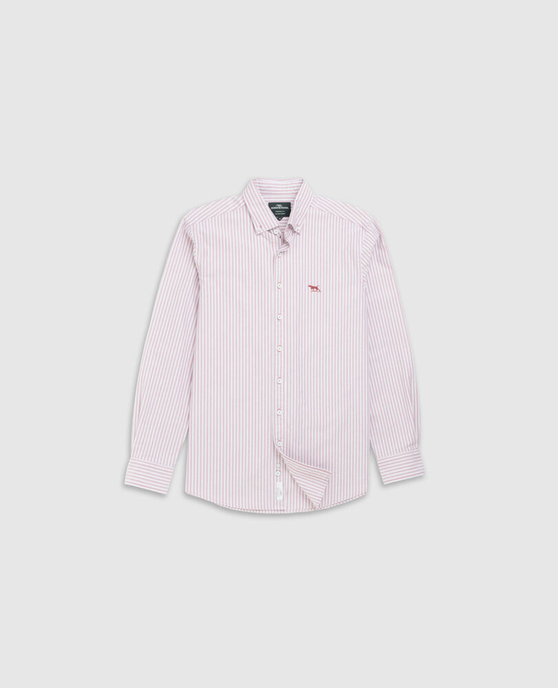 Gunn Oxford Stripe 4 Of Shirt, POPPY, Flat Lay