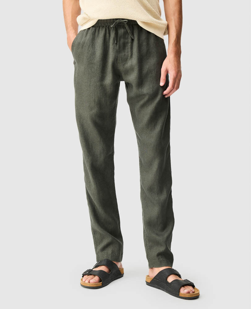 Linen Resort Pant, BAYLEAF, Front