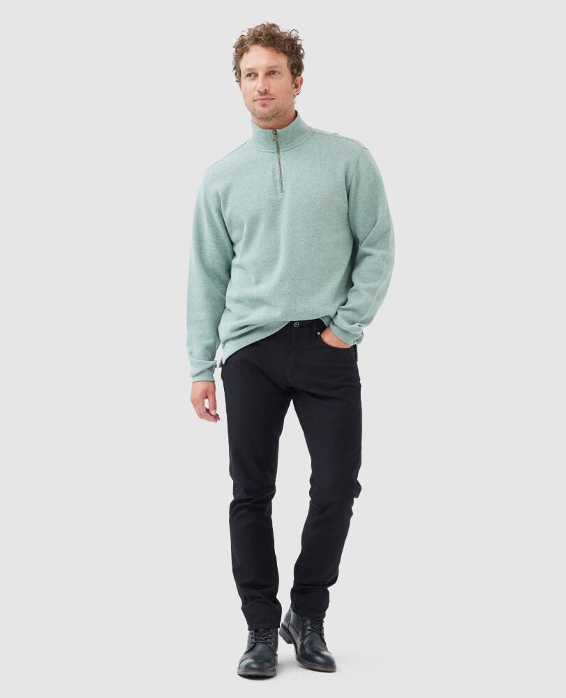 Alton Ave 1/4 Zip Sweat, SAGE, Off Front