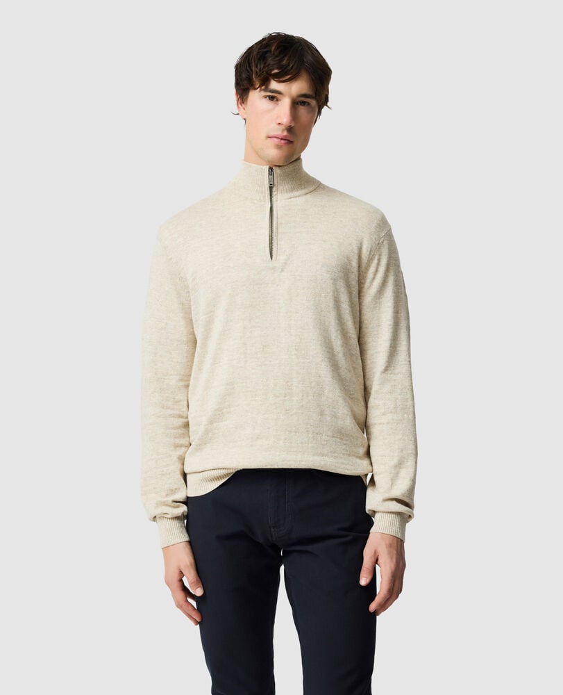 Fortrose 1/4 Zip Knit, PAILLE, Front