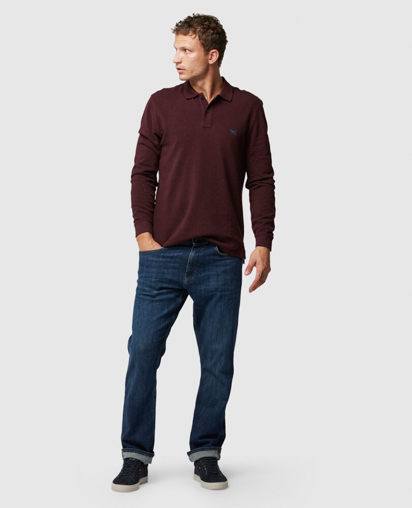 Long Sleeve Sports Fit Gunn Polo, SYRAH, Off Front