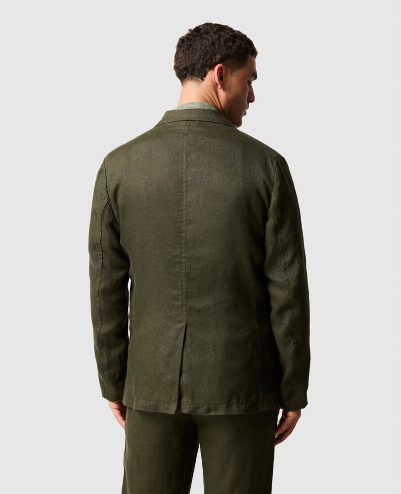 Resort Linen Jacket, DARK OLIVE, Back