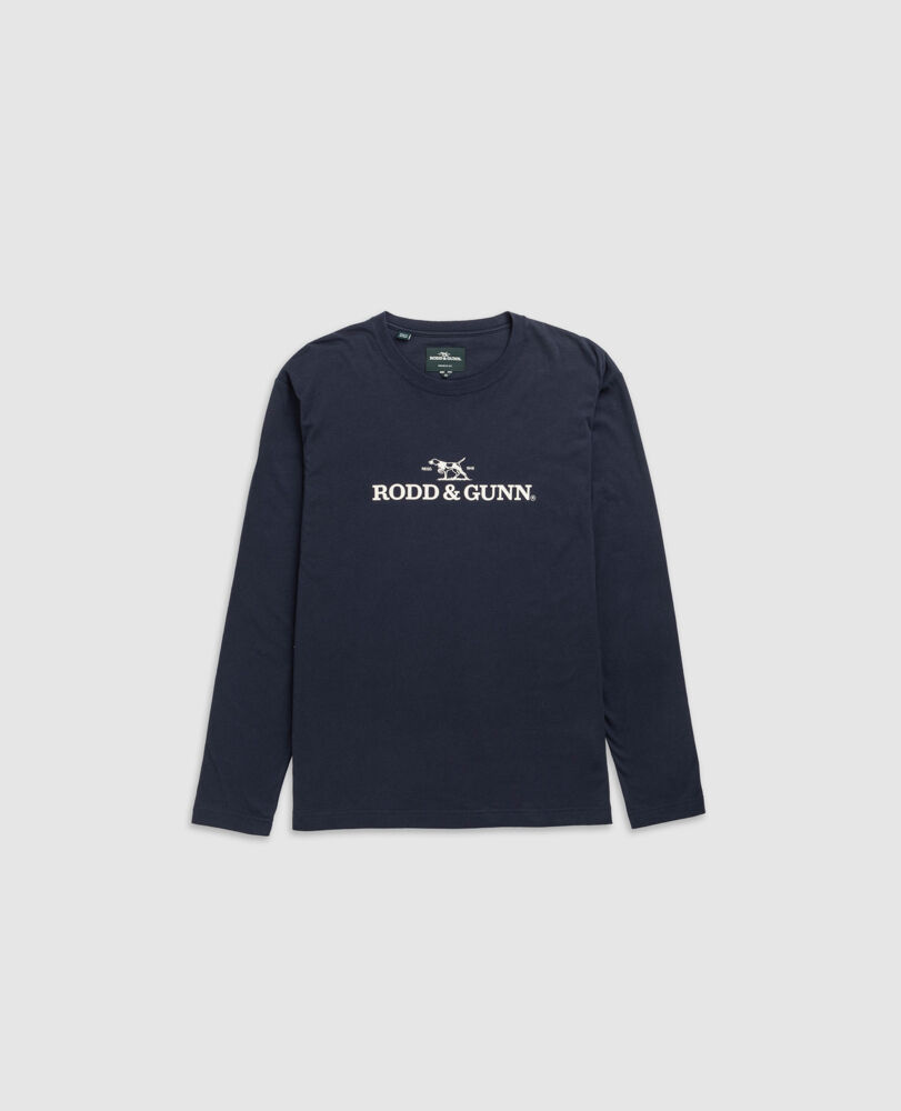 Long Sleeve Logo T-Shirt, MIDNIGHT, Flat Lay